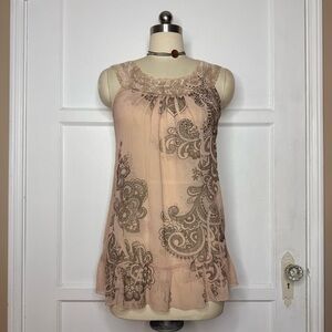 Fang pink sheer tank top